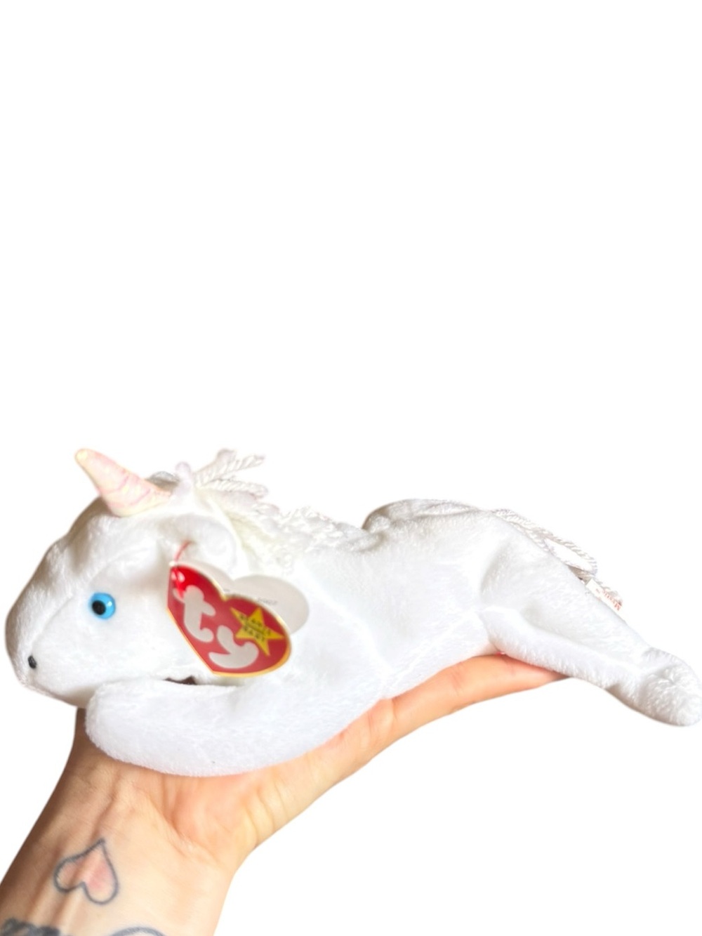 Ty White Unicorn Plush with Blue Eyes
